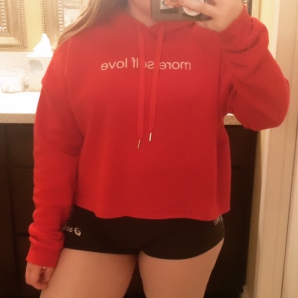 rue21 “more self love” red cropped hoodie ❤️ - Picture 4 of 5